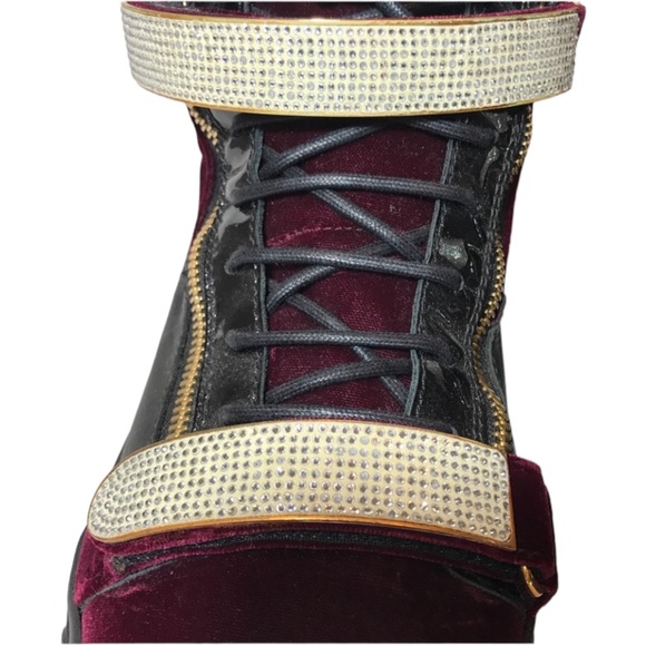 Giuseppe Zanotti Swarovski bar w velvet high-top sneakers/shoes Gorgeous Sz49 main image 7